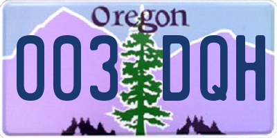 OR license plate 003DQH