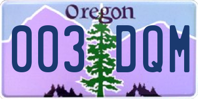 OR license plate 003DQM