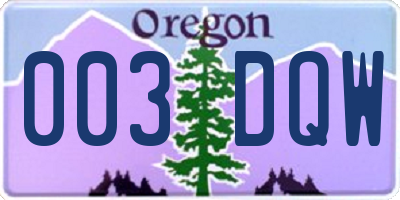 OR license plate 003DQW