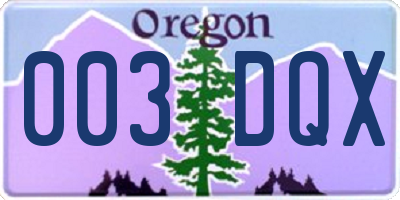 OR license plate 003DQX