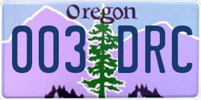 OR license plate 003DRC