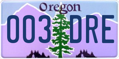OR license plate 003DRE