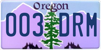 OR license plate 003DRM