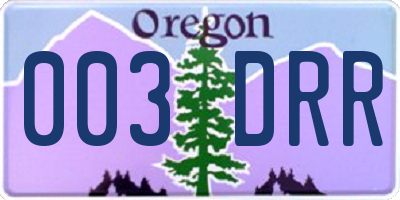 OR license plate 003DRR