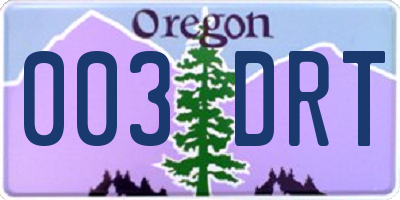 OR license plate 003DRT
