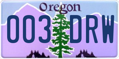 OR license plate 003DRW