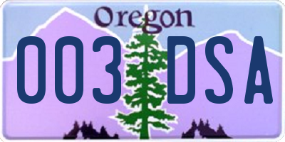 OR license plate 003DSA