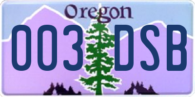OR license plate 003DSB