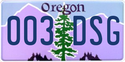 OR license plate 003DSG