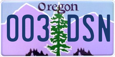 OR license plate 003DSN