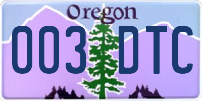 OR license plate 003DTC