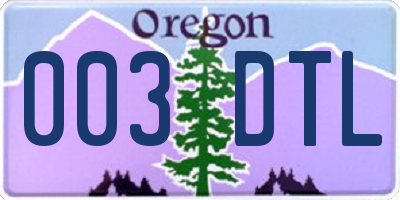 OR license plate 003DTL