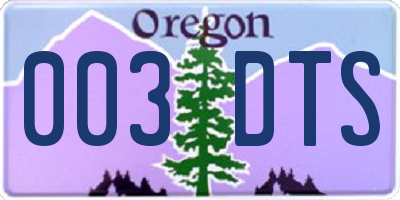 OR license plate 003DTS