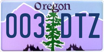OR license plate 003DTZ