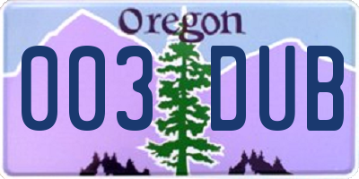 OR license plate 003DUB