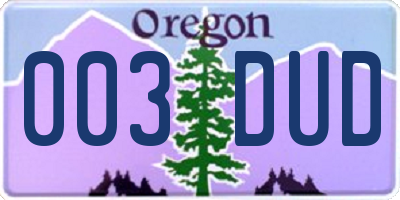 OR license plate 003DUD