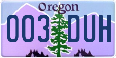 OR license plate 003DUH