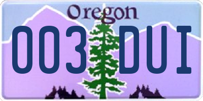 OR license plate 003DUI