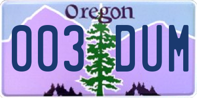 OR license plate 003DUM