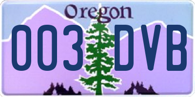 OR license plate 003DVB