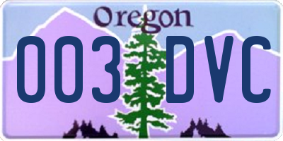 OR license plate 003DVC