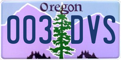 OR license plate 003DVS