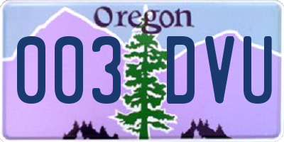 OR license plate 003DVU