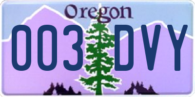 OR license plate 003DVY