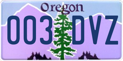 OR license plate 003DVZ
