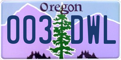 OR license plate 003DWL