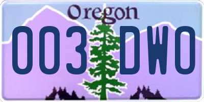 OR license plate 003DWO