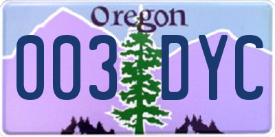 OR license plate 003DYC