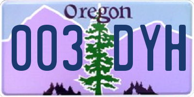 OR license plate 003DYH