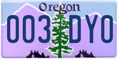 OR license plate 003DYO