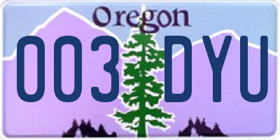 OR license plate 003DYU
