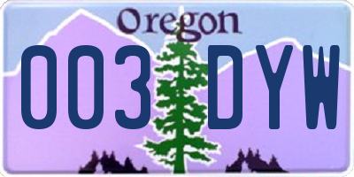 OR license plate 003DYW