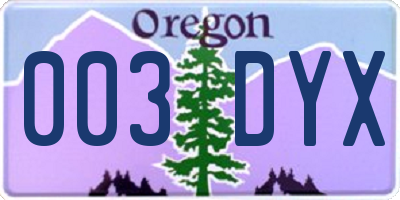 OR license plate 003DYX