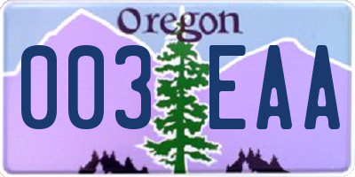 OR license plate 003EAA