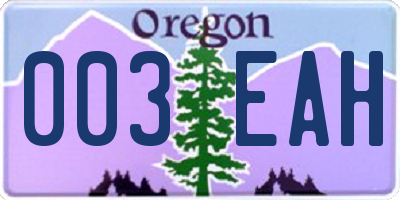 OR license plate 003EAH