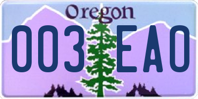 OR license plate 003EAO