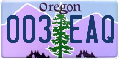 OR license plate 003EAQ