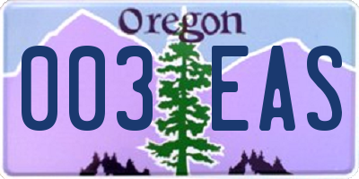 OR license plate 003EAS
