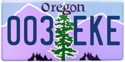 OR license plate 003EKE