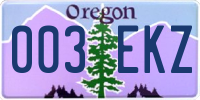 OR license plate 003EKZ