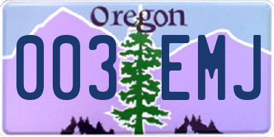 OR license plate 003EMJ