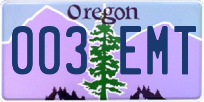 OR license plate 003EMT