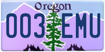 OR license plate 003EMU