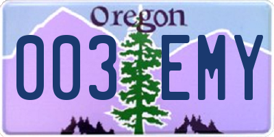 OR license plate 003EMY