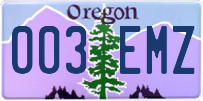 OR license plate 003EMZ