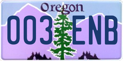 OR license plate 003ENB